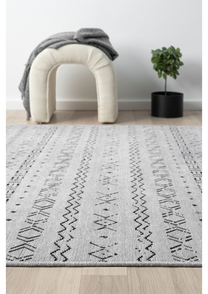 Gaia Gri Halı Yıkanabilir Kaymaz Taban Şönil Kilim Dokuma Pamuk Taban Kilim 10335 80 x 150 cm indirimleri