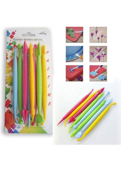 8'li Renkli Şeker Hamuru Seti, Profesyonel Marzipan Şekillendirme Aracı