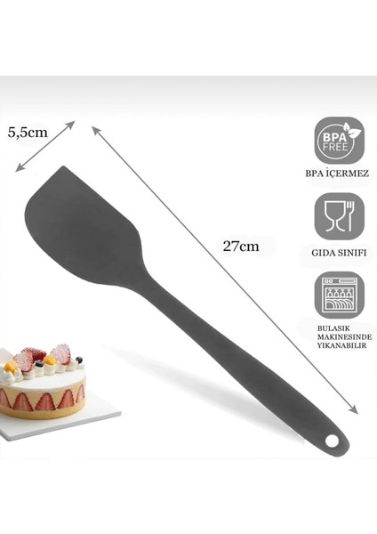 Şık Siyah Yassı Silikon Spatula, Mutfağınıza Modern Dokunuş fiyatları