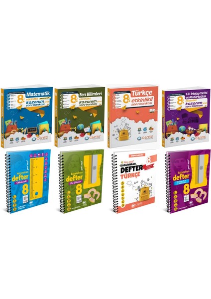 Çanta 2025 8. Sınıf Matematik + Türkçe + Fen + Inkılap Tarihi Etkinlikli Soru + Defter Seti 8 Kitap fiyatları