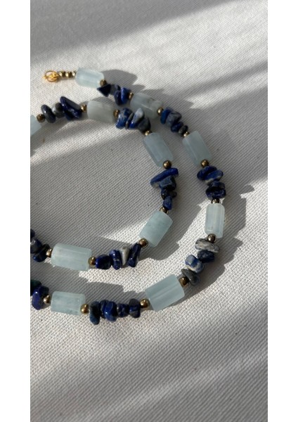 Akuamarin Lapis Lazuli Kolye