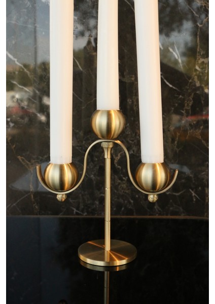 Pirinç Şamdan 3Lü tasarım dekoratif Mumluk Hediye modelleri