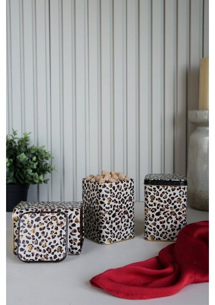 3'lü Kare Metal Saklama Kabı, 87X87X125, 3'lü Set, Sarı Renk fiyatları