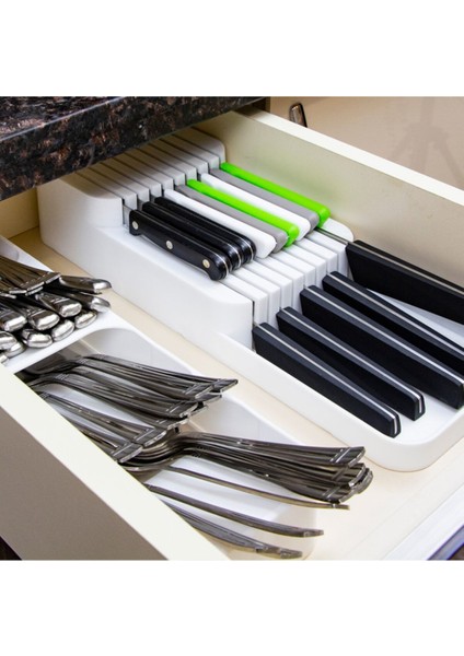 Beyaz Çekmece Içi Kaşıklık ve Bıçaklık, 2'li Set, Pratik ve Şık Tasarım modelleri