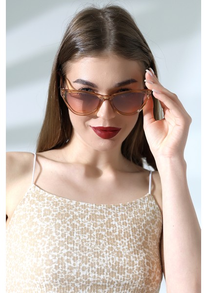 Kadın Cat Eyes Bal Rengi UV400 Güneş Gözlüğü 23028 C4