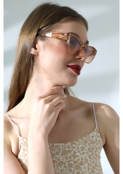 Kadın Cat Eyes Bal Rengi UV400 Güneş Gözlüğü 23028 C4 fiyatları