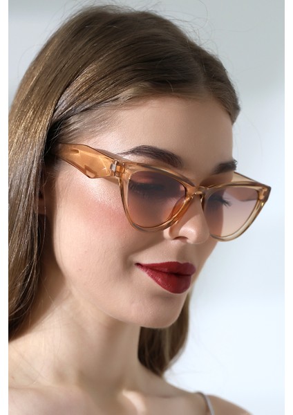 Kadın Cat Eyes Bal Rengi UV400 Güneş Gözlüğü 23028 C4 fırsatları