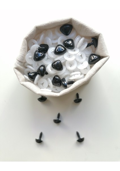 Amigurumi Vidalı Burun Siyah 15 mm (20 Adet)