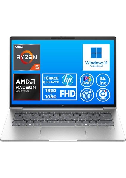 Elitebook 645 G9 Ryzen 5 Pro 5675U 32GB 2tb SSD 14" Fhd W11P Taşınabilir Bilgisayar 5Y3J0EA 012
