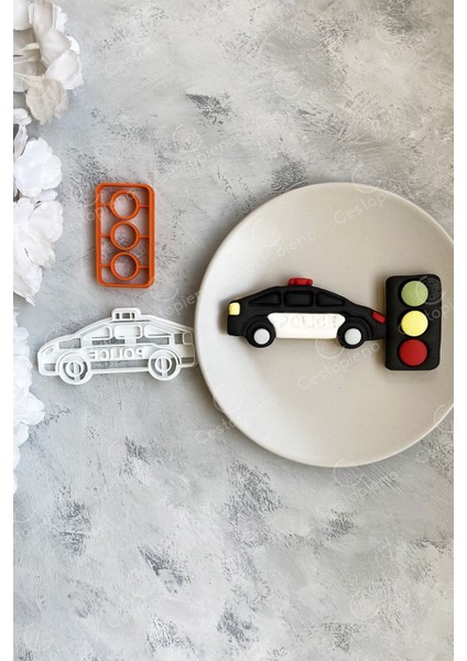 Polis Arabası ve Trafik Lambası Hamur Şekillendirici, Eğlenceli ve Yaratıcı Oyuncak Seti