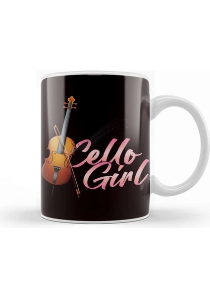 Beyaz Porselen Kupa Bardak, Zarif ve Şık Müzik Temalı Tasarım