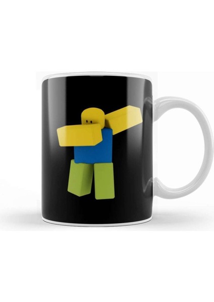 Beyaz Porselen Roblox Noob Dab Kupa Bardak, Eğlenceli ve Şık Tasarım