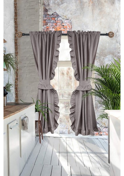 Poli Perde Çift Kanat Dikey Fırfırlı