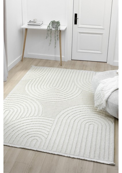 Fizy Beyaz Halı Loop Sisal Halı Modern Dokuma Oturma Odası Salon Halısı 13792A