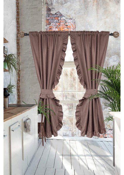 Poli Perde Çift Kanat Dikey Fırfırlı