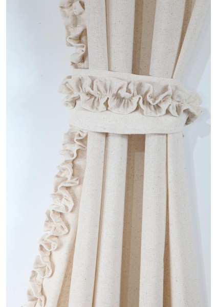 Naturel Perde Bohem Çift Kanat Büzgü Bantlı fırsatları