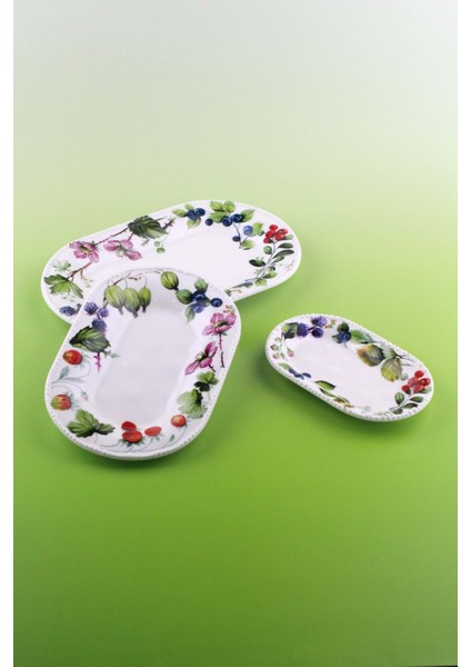 Inci Serisi Berry Garden 3 Boy Porselen Kayık Tabak fiyatları