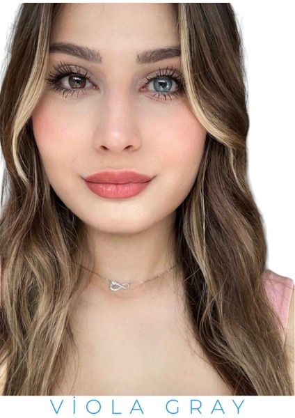 Freshshow Renkli Yıllık Lens Viola Grey / Lens Kabı / Lens Suyu