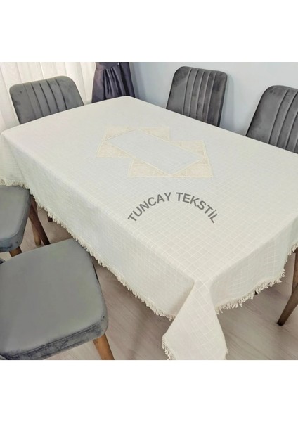 Şık Keten Masa Örtüsü, Buldan Işli, Pamuklu, Kare-Dikdörtgen, Yuvarlak, Bej fiyatları