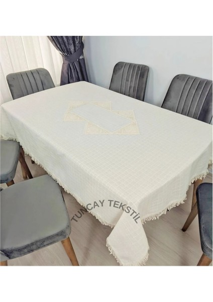 Şık Keten Masa Örtüsü, Buldan Işli, Pamuklu, Kare-Dikdörtgen, Yuvarlak, Bej indirimleri