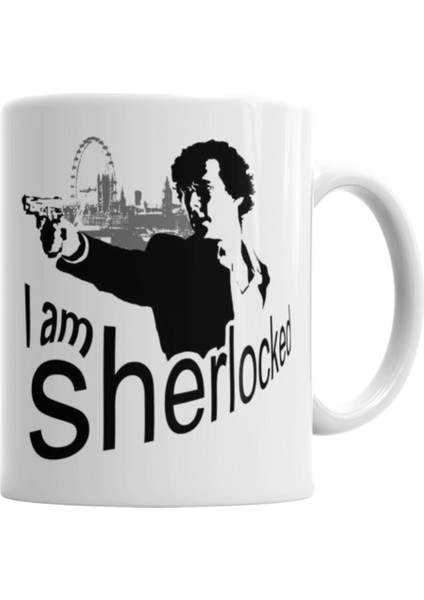 Sherlocked Sherlock Holmes Porselen Kupa Gri, Şık ve Özel Tasarım Bardak