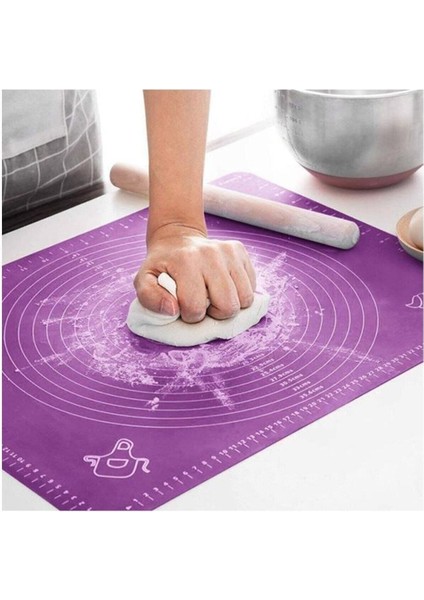Mor Silikon Hamur Açma Matı 40X50 Cm, Esnek ve Kullanışlı Mutfak Gereci