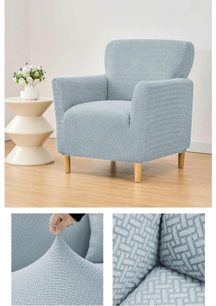 Gri Streç Lastikli Tek Kişilik Koltuk ve Berjer Kılıfı, Şık ve Uyumlu Tasarım