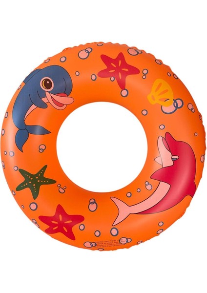 Turuncu Yunus Desenli Şişme Yüzme Simidi, 70CM, Renkli ve Eğlenceli Yüzme Aksesuarı