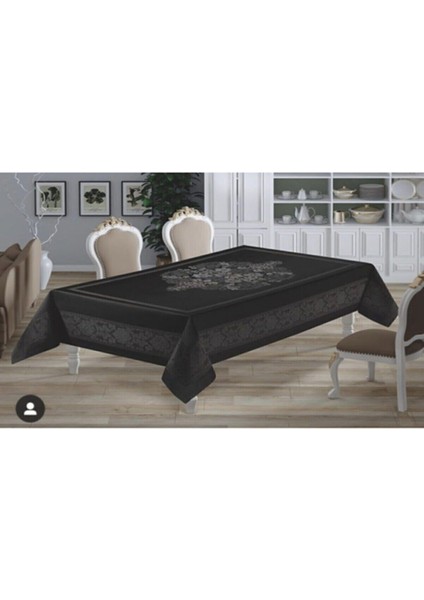 Su Geçirmez Leke Tutmaz Siyah Masa Örtüsü 160X220 cm