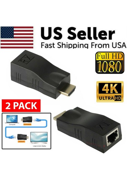 HDMI Uyumlu RJ45 Uzatıcı Genişletici Hdtv Extender (Tx-Rx) 4K 1080P 30 Metre Cat5/cat6 fırsatları