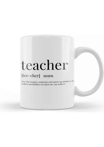 Beyaz Porselen Öğretmen Tanım Kupa Bardak, Şık ve Kullanışlı Tasarım