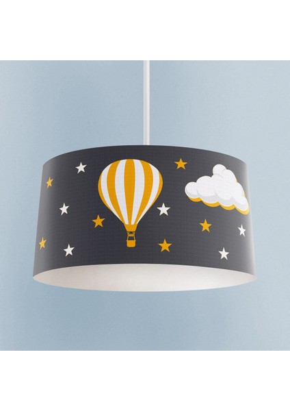 Renkli Balon ve Bulut Desenli Gri Avize, Bebek ve Çocuk Odası Için Şık Aydınlatma