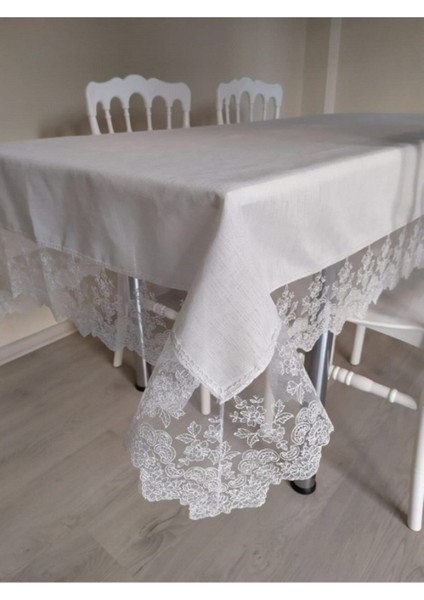 Bej Keten Masa Örtüsü, Şık ve Hafif Evinize Zarafet Katar