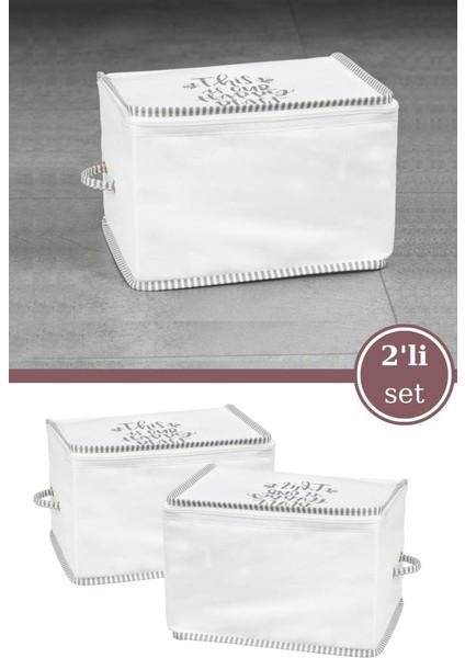 2’li Ipli Kazak Hurcu Set, Yatak Baza Kanepe Altı Kıyafet Çamaşır Eşarp Düzenleyici (30X20CM) 2 Adet