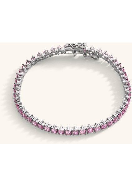 3mm Pembe Zirkon Taşlı Su Yolu Bileklik