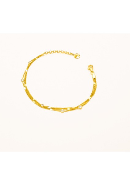 Üç Sıralı Mini Zirkon Taşlı Ince Zincir Bileklik modelleri