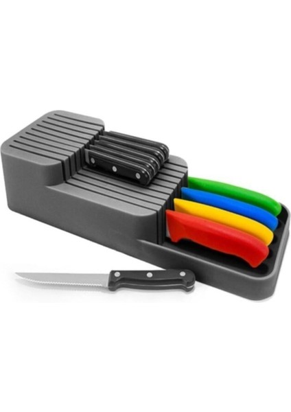 Gri Çekmeceli Bıçak Düzenleyici Seti, Pratik ve Şık Saklama Çözümü