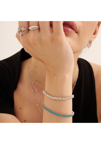 3mm Mavi Zirkon Taşlı Su Yolu Bileklik modelleri