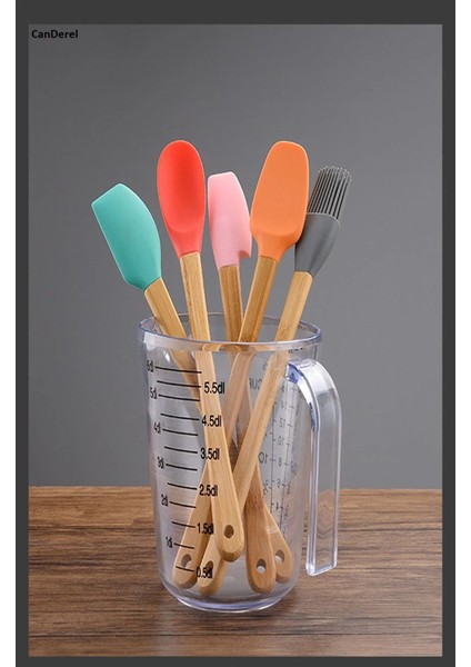Renkli Silikon Bambu Spatula Seti, 5 Parça, Isıya Dayanıklı ve Yapışmaz indirimleri
