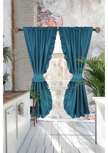 Poli Perde Çift Kanat Dikey Fırfırlı