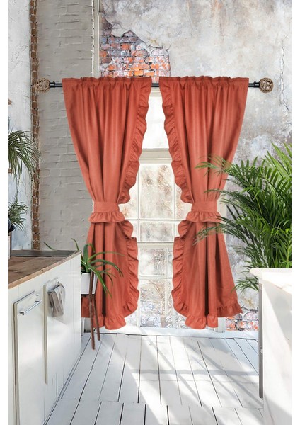 Poli Perde Çift Kanat Dikey Fırfırlı