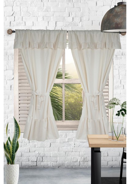 Naturel Fırfırlı Perde Farbalı Vintage Çift Kanat Krem fiyatları