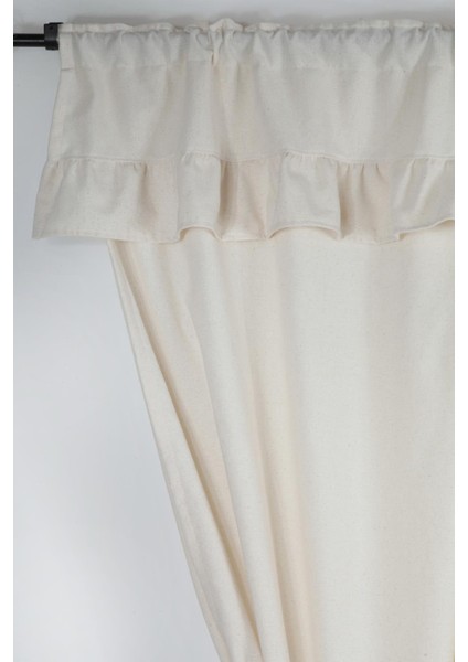 Naturel Fırfırlı Perde Farbalı Vintage Çift Kanat Krem modelleri