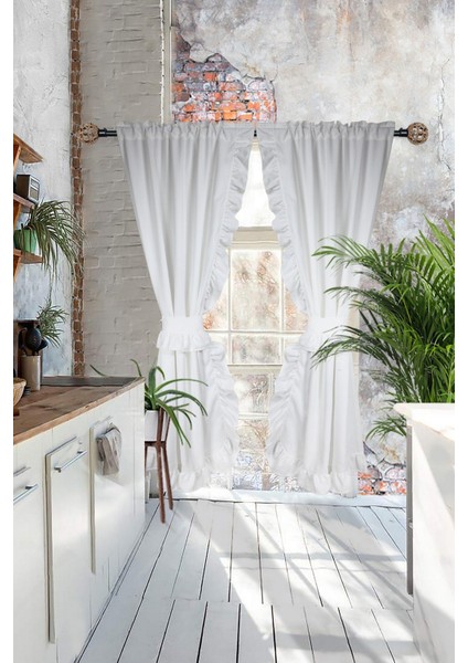 Poli Perde Çift Kanat Dikey Fırfırlı