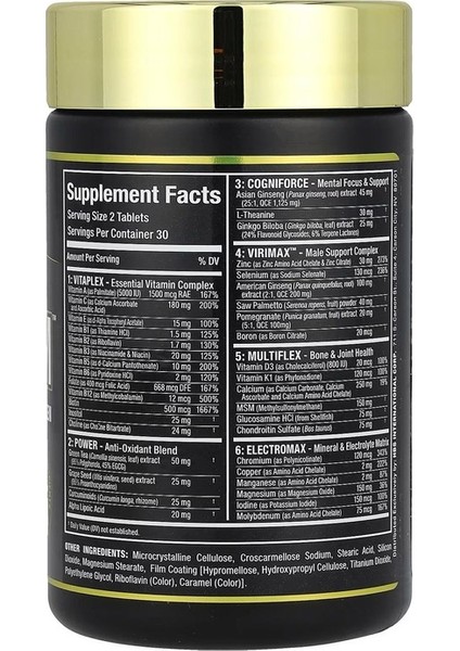 Vitaform Erkekler İçin Premium Multi-Vitamin, 60 Tablet fiyatları