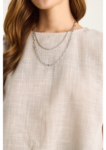 Kadın Kolsuz Keten Bluz - indirimleri