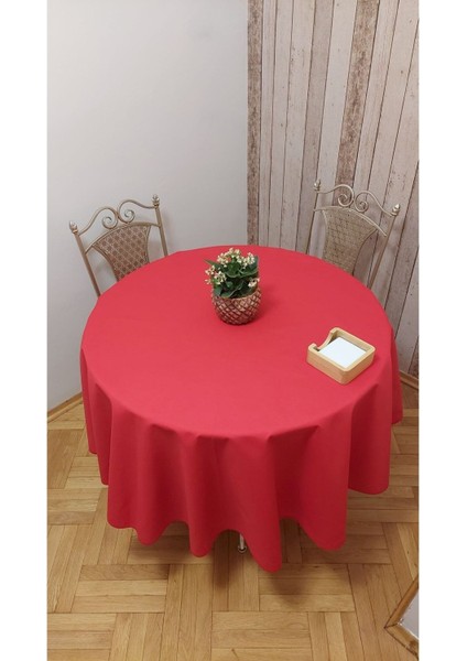 Kırmızı Yuvarlak Sıvı Itici ve Leke Tutmaz Masa Örtüsü fiyatları