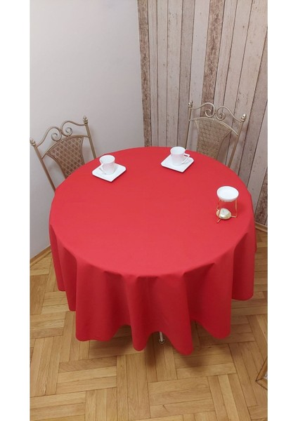Kırmızı Yuvarlak Sıvı Itici ve Leke Tutmaz Masa Örtüsü fırsatları
