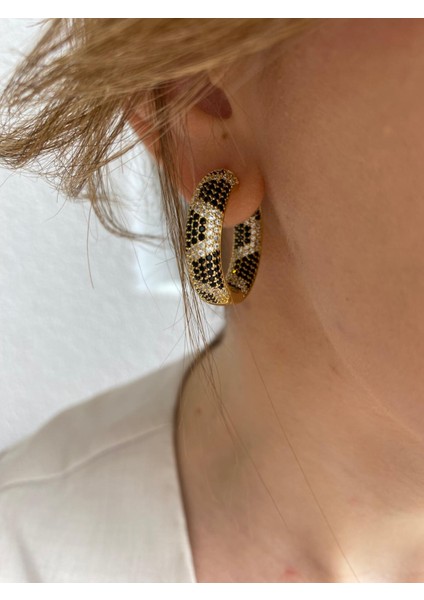 Özel Seri Yılan Derisi Model Zirkon Taşlı Halka Gold Renkli Küpe fiyatları