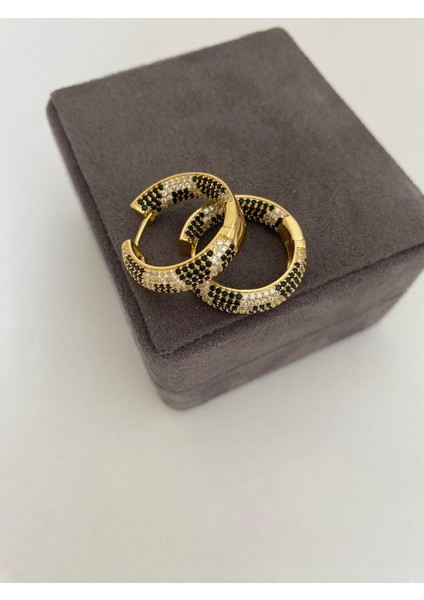 Özel Seri Yılan Derisi Model Zirkon Taşlı Halka Gold Renkli Küpe indirimleri